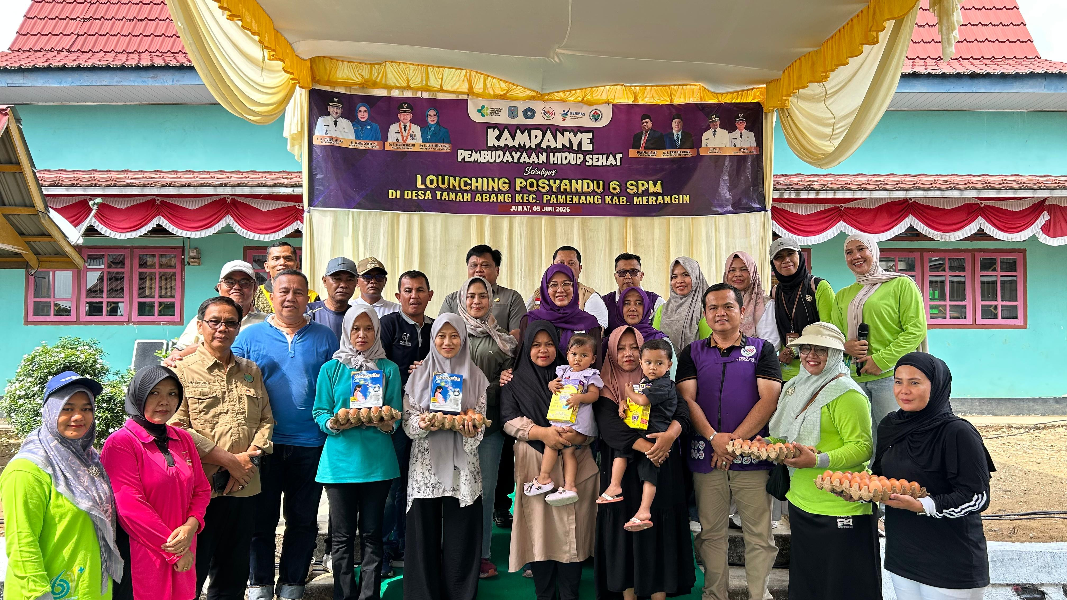 KAMPANYE PEMBUDAYAAN HIDUP SEHAT DAN LAUNCHING POSYANDU 6 SPM   DESA TANAH ABANG, KEC. PAMENANG, KAB. MERANGIN